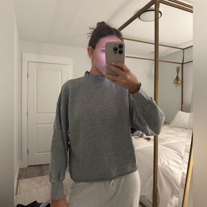 jcrew gray cropped mockneck